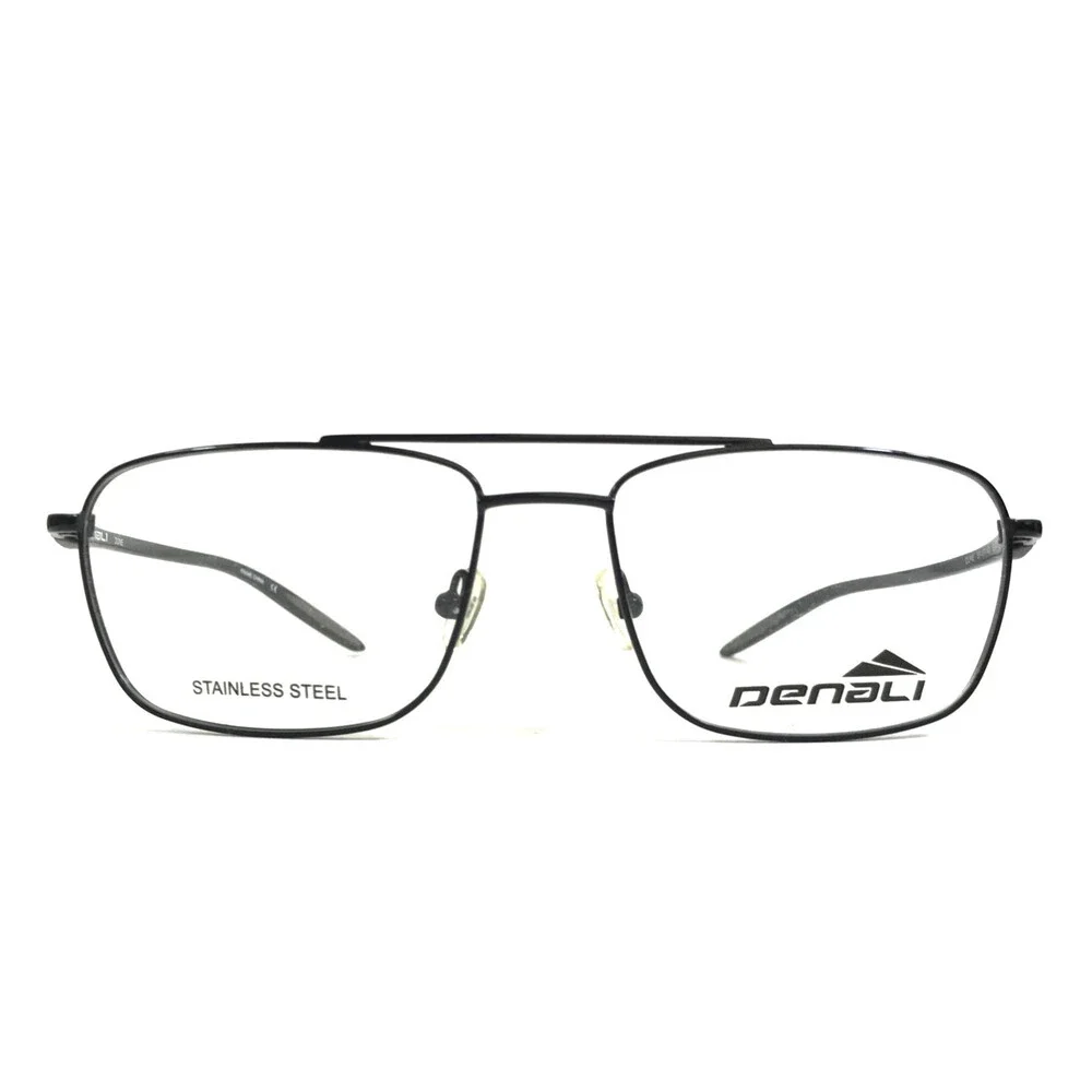 Denali Eyeglasses Frames DUNE BLACK Rectangular Pilot Wire Rim 57-17-140